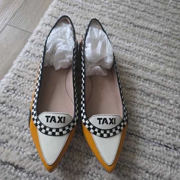 NEW Kate Spade New York Gogo Taxi Ballet Flats Size 7 Yellow White Black Patent - Picture 5 of 13